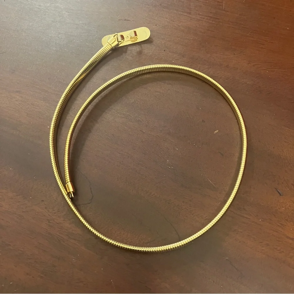 Vintage 1980s Gold-tone Metal Stretch Skinny Belt